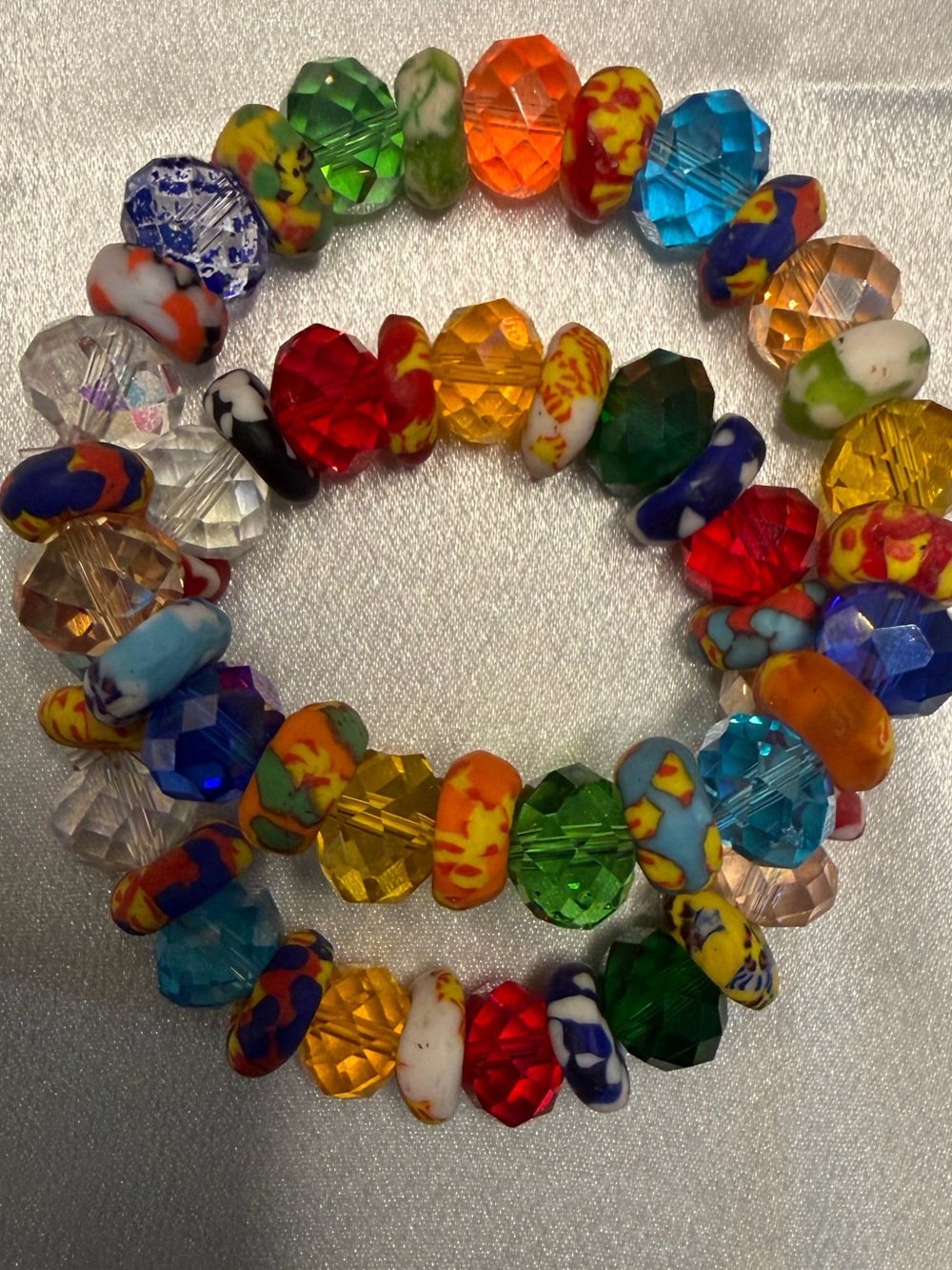 Colorful Mixed Bead Stretch Bracelet - Multicolor - Picture 3 of 3